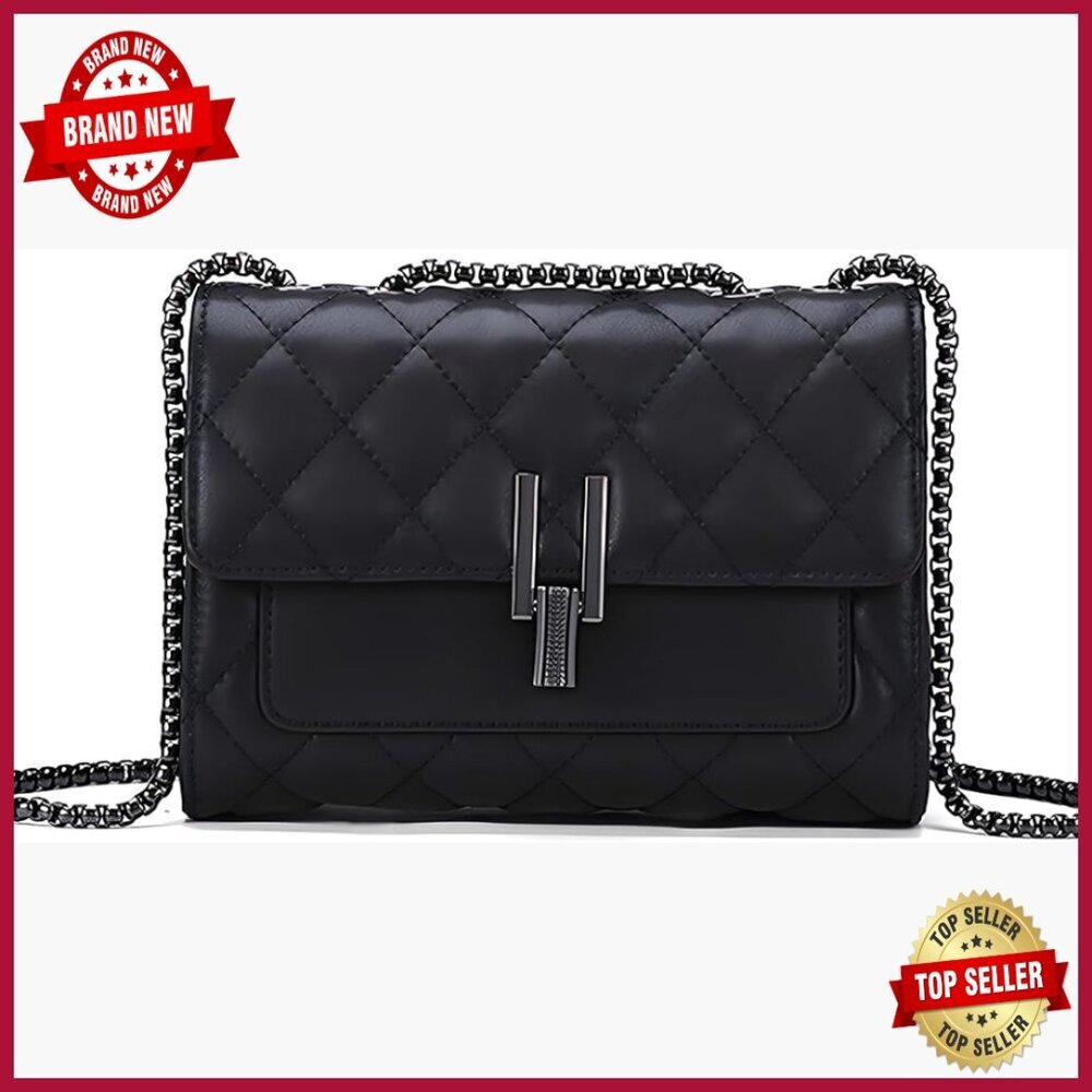 Small Quilted Leather Crossbody Bag with Adjustable Chain Strap